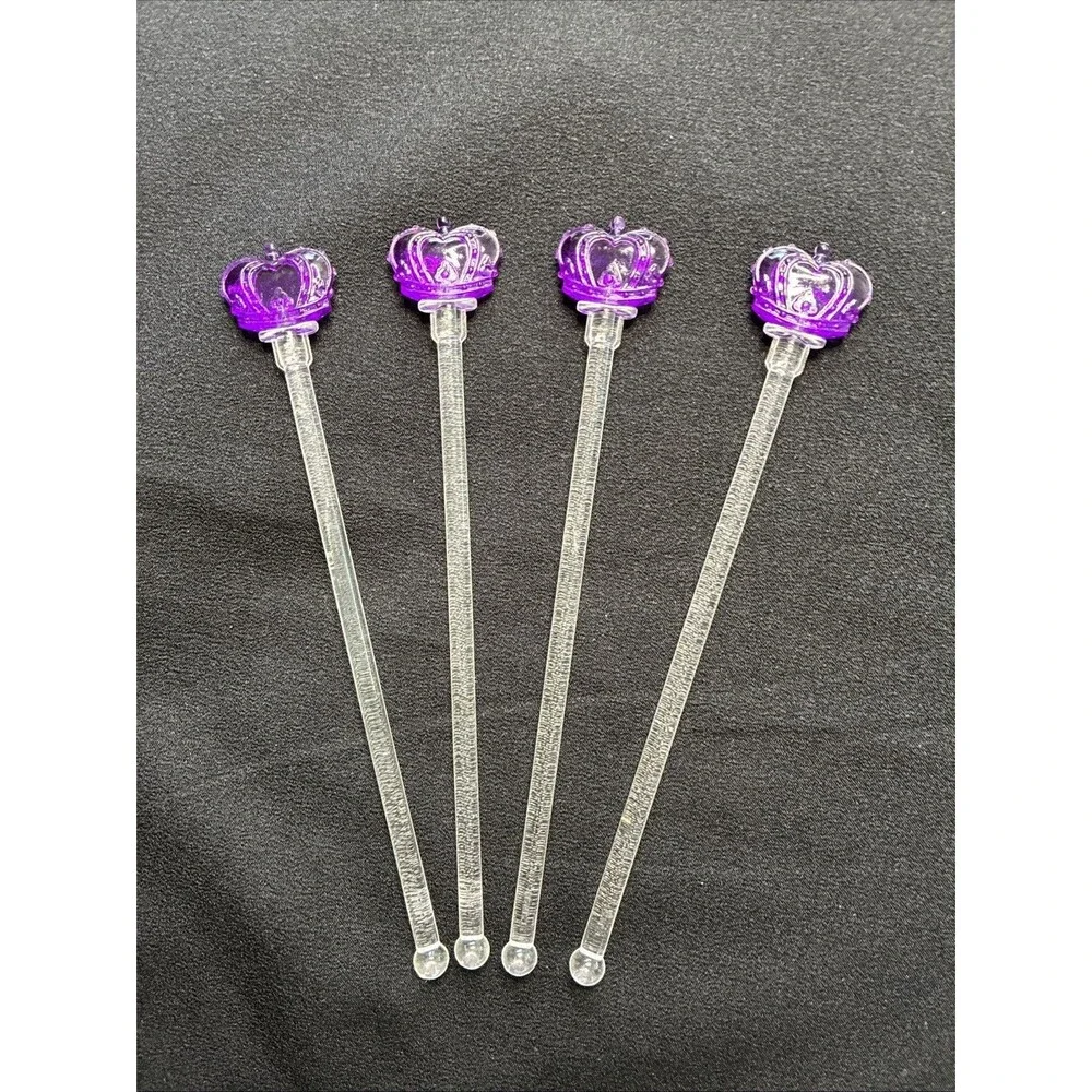Crown Royal Beverage Stirrers Cocktail Swizzle Sticks Drink Set/4 Purple Vintage